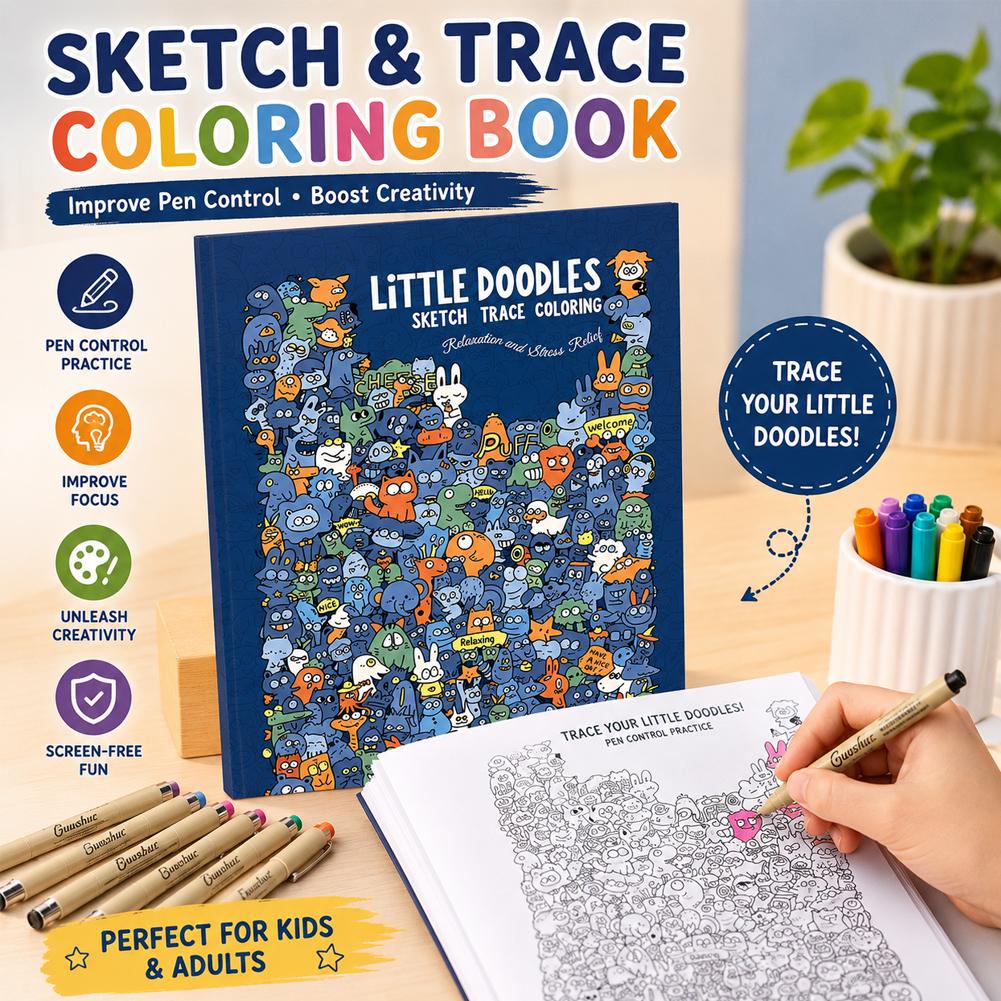 Photography Book - Sketch Trace Coloring Book Little Doodles