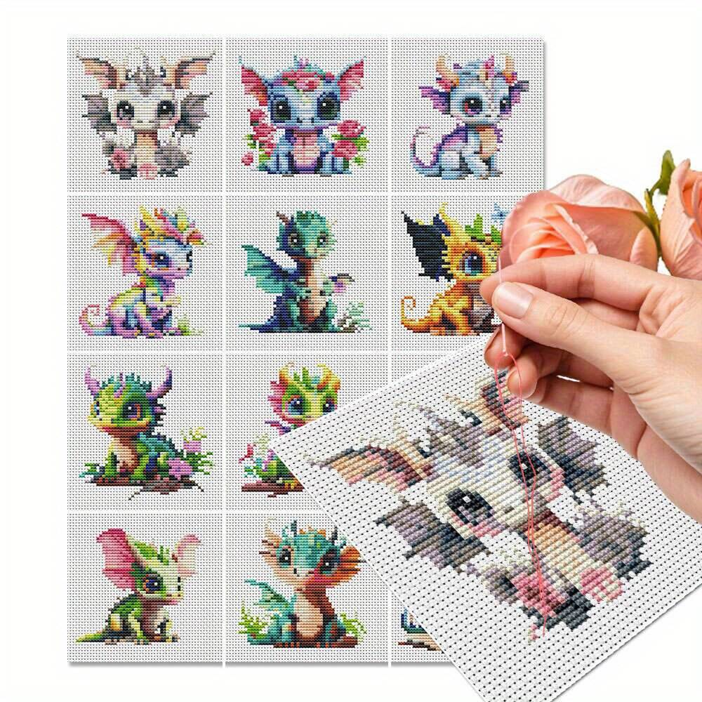 12Pcs Dragon Cross Stitch 11CT - Photography Geometry recension och pris